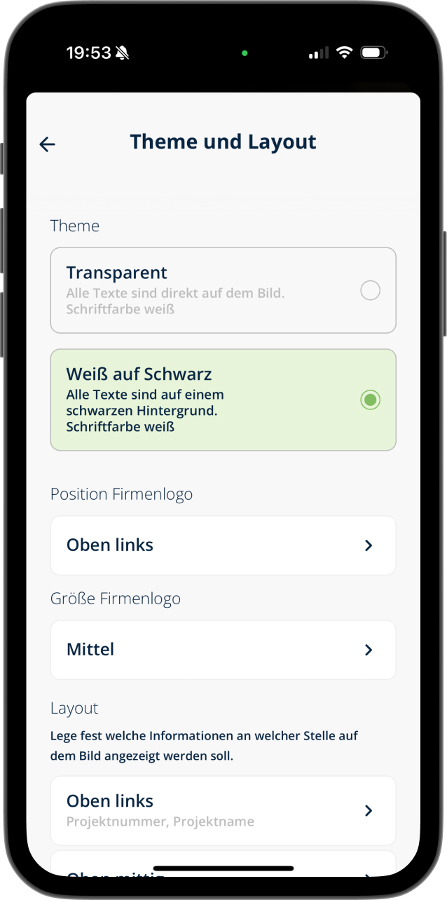 Screenshot der App